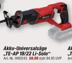 toom Baumarkt Einhell Akku-Universalsäge „TE-AP 18/22 Li-Solo“ Angebot
