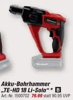 toom Baumarkt Einhell Akku-Bohrhammer "TE-HD 18 Li-Solo" Angebot