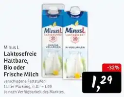 KONSUM Minus L Laktosefreie Haltbare, Bio oder Frische Milch Angebot