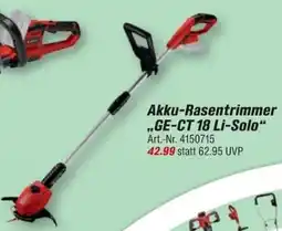 toom Baumarkt Einhell Akku-Rasentrimmer "GE-CT 18 Li-Solo" Angebot