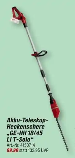 toom Baumarkt Einhell Akku-Teleskop-Heckenschere "GE-HH 18/45 Li T-Solo" Angebot