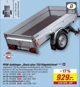 toom Baumarkt PKW-Anhänger „Basic plus 750 Kippdeichsel“ Angebot