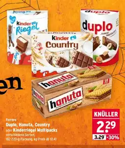 Wasgau Ferrero Duplo, Hanuta, Country oder Kinderriegel Multipacks Angebot