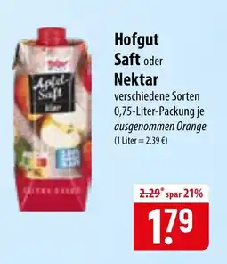 Famila Nord Ost Hofgut Saft oder Nektar Angebot
