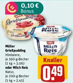 REWE Müller Grießpudding oder Milch Reis Angebot