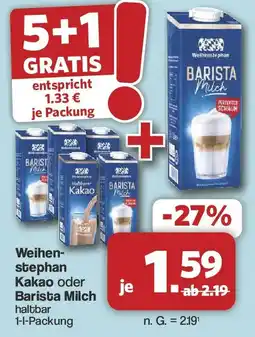 Famila Nord West Weihenstephan Kakao oder Barista Milch Angebot