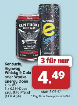Famila Nord West Kentucky Highway Whisky & Cola oder Wodka Energy Dose Angebot