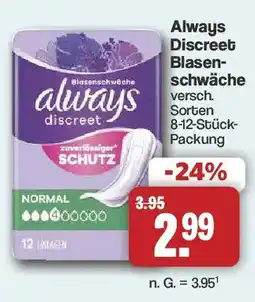 Famila Nord West Always discreet Blasenschwäche Angebot