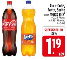 Edeka Coca-Cola, Fanta, Sprite oder mezzo mix Angebot