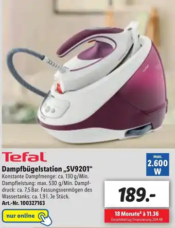 Lidl Tefal Dampfbügelstation SV9201 Angebot