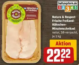 REWE Nature & Respect Frische Freiland-Hähnchen-Minutenschnitzel Angebot