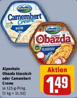 REWE Alpenhain Obazda klassisch oder Camembert Creme Angebot
