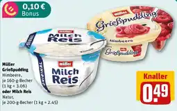 REWE Müller Grießpudding oder Milch Reis Angebot