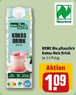 REWE REWE Bio pflanzlich Kokos-Reis Drink Angebot