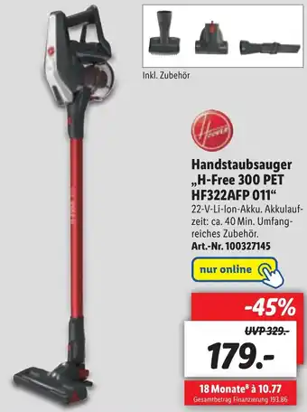 Lidl Hanstaubsauger ,,H Free 300 Pet HF322AFP 011" Angebot