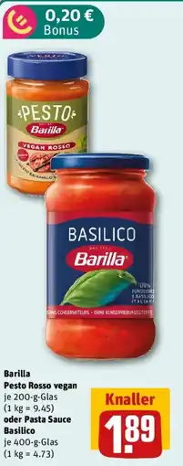 REWE Barilla Pesto Rosso vegan oder Pasta Sauce Basilico Angebot