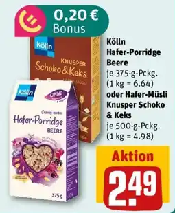 REWE Kölln Hafer-Porridge Beere oder Hafer-Müsli Knusper Schoko & Keks Angebot