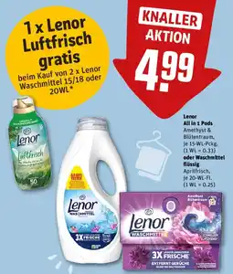 REWE Lenor All in 1 Pods oder Waschmittel flüssig Angebot