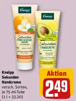 REWE Kneipp Sekunden Handcreme Angebot