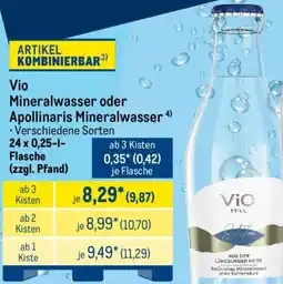 METRO Vio Mineralwasser oder Apollinaris Mineralwasser Angebot
