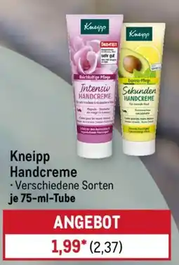 METRO Kneipp Handcreme Angebot