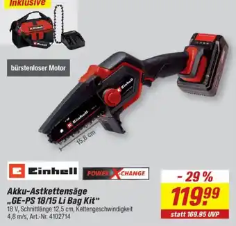 Einhell Akku-Astkettensäge „GE-PS 18/15 Li Bag Kit“
