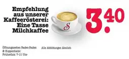 Scheck-in-Center Eine Tasse Milchkaffee Angebot