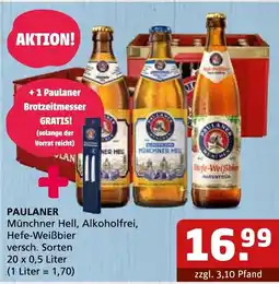 Getränke Quelle PAULANER Münchner Hell, Alkoholfrei, Hefe-Weißbier Angebot