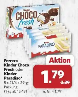 Combi Ferrero Kinder Choco Fresh oder Kinder Paradiso Angebot
