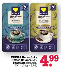 Scheck-in-Center EDEKA Herzstücke Kaffee Balance oder Selection gemahlen Angebot