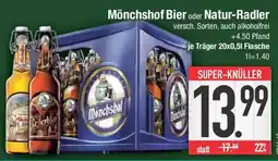 E-Center Mönchshof Bier oder Natur-Radler Angebot