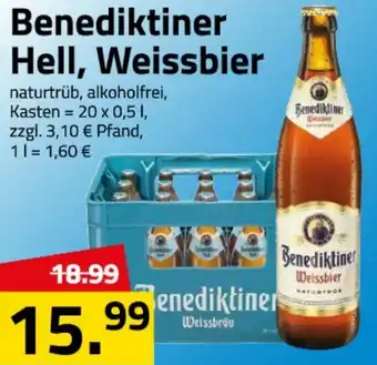 Logo Getränkemarkt Benediktiner Hell, Weissbier 20x0,5L Angebot