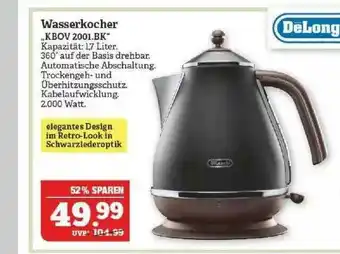 Marktkauf Wasserkocher „kbov 2001.bk” Delonghi Angebot