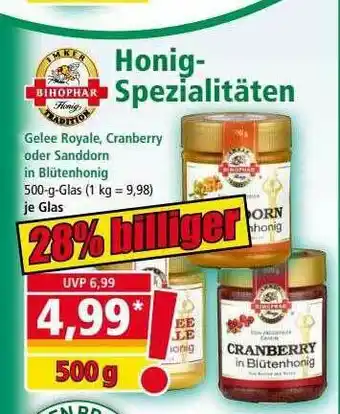 Norma Honig-spezialitäten Gelee Royale Cranberry Oder Sanddorn In Blütenhonig Angebot