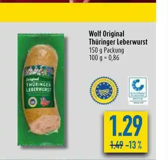 diska Wolf Original Thüringer Leberwurst Angebot