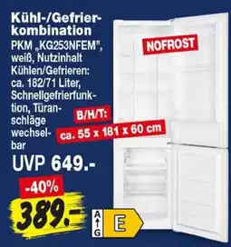 Repo Markt Kühl-/Gefrierkombination PKM „KG253NFEM“ Angebot