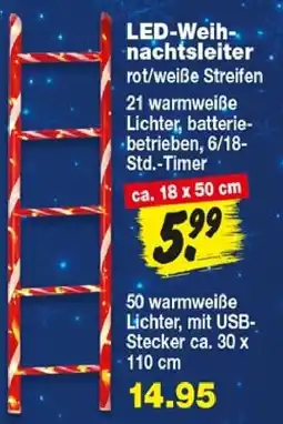 Repo Markt LED-Weihnachtsleiter rot/weisse Streifen Angebot