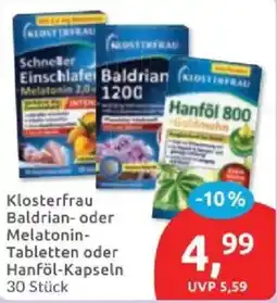 Budni Klosterfrau Baldrian- oder Melatonin-Tabletten oder Hanföl-Kapseln Angebot