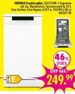 Möbel Boss GORENJE Geschirrspüler Angebot