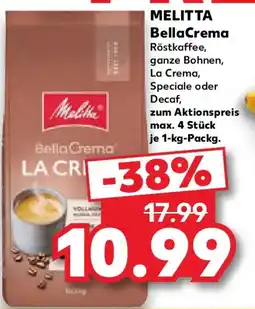 Kaufland MELITTA BellaCrema Röstkaffee, ganze Bohnen, La Crema, Speciale oder Decaf Angebot