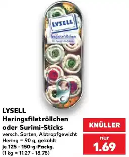 Kaufland LYSELL Heringsfiletröllchen oder Surimi-Sticks Angebot