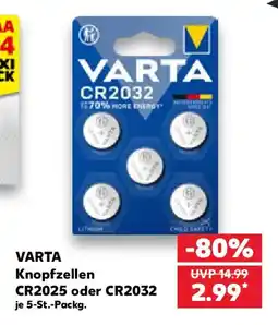 Kaufland VARTA Knopfzellen CR2025 oder CR2032 Angebot