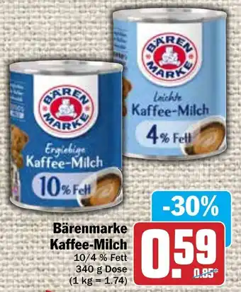 Hit Bärenmarke Kaffee Milch 340g Dose Angebot