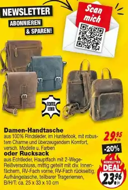 Repo Markt Damen-Handtasche oder Rucksack Angebot