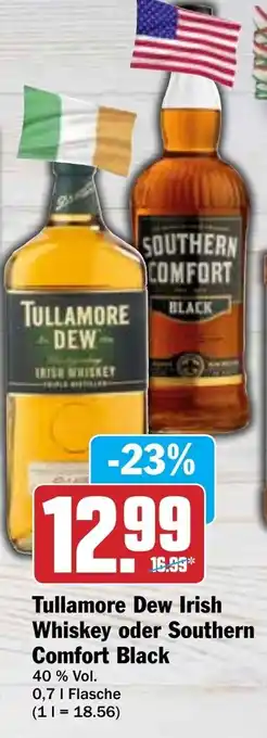 Hit Tullamore Dew Irish Whiskey oder Southern Comfort Black 0,7 Flasche Angebot