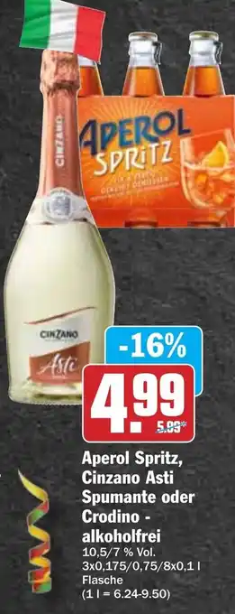 Hit Aperol Spritz, Cinzano Asti Spumante oder Crodino alkoholfrei Angebot