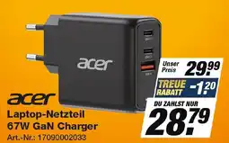 Expert Technomarkt acer Laptop-Netzteil 67W GaN Charger Angebot