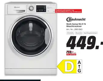 Bauknecht Watk Sense 96 41 N Waschtrockner