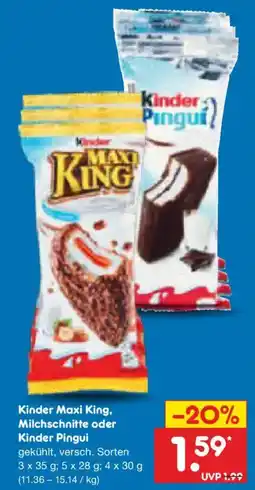 Netto Marken-Discount Kinder Maxi King, Milchschneite oder Kinder Pingui Angebot