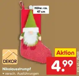 Netto Marken-Discount DEKOR Nikolausstrumpf Angebot